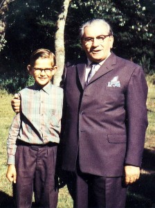 Ole at 11 years of age and Martinus in 1959 at the Martinus Centre in Klint, near Nykøbing Sjælland, Denmark